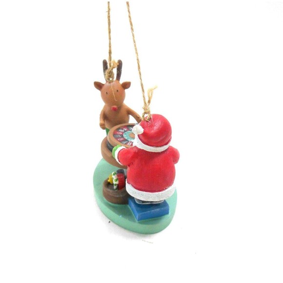 Cape Shore Santa Claus Roulette Christmas Ornament with Reindeer - Picture 2 of 4